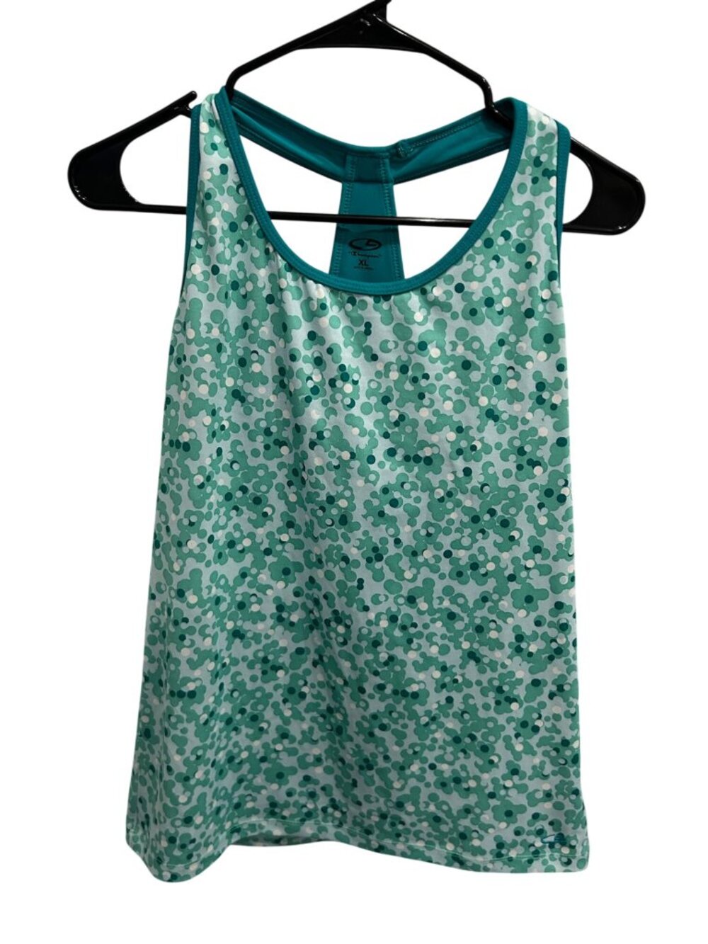 Champion Green Polka Dot Racerback Tank Top Size XL Activewear Athleisure